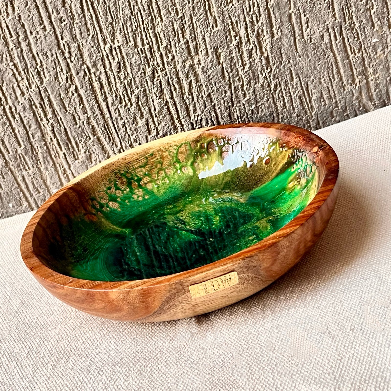 Green| Gold Wooden Bowl - Image 4