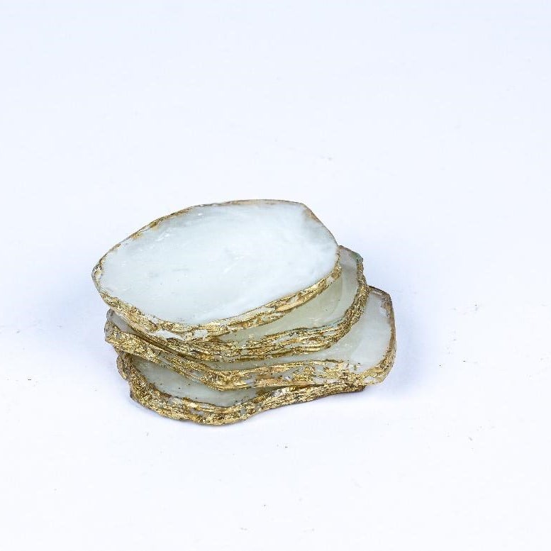 White/Gold agate coasters  - Image 1