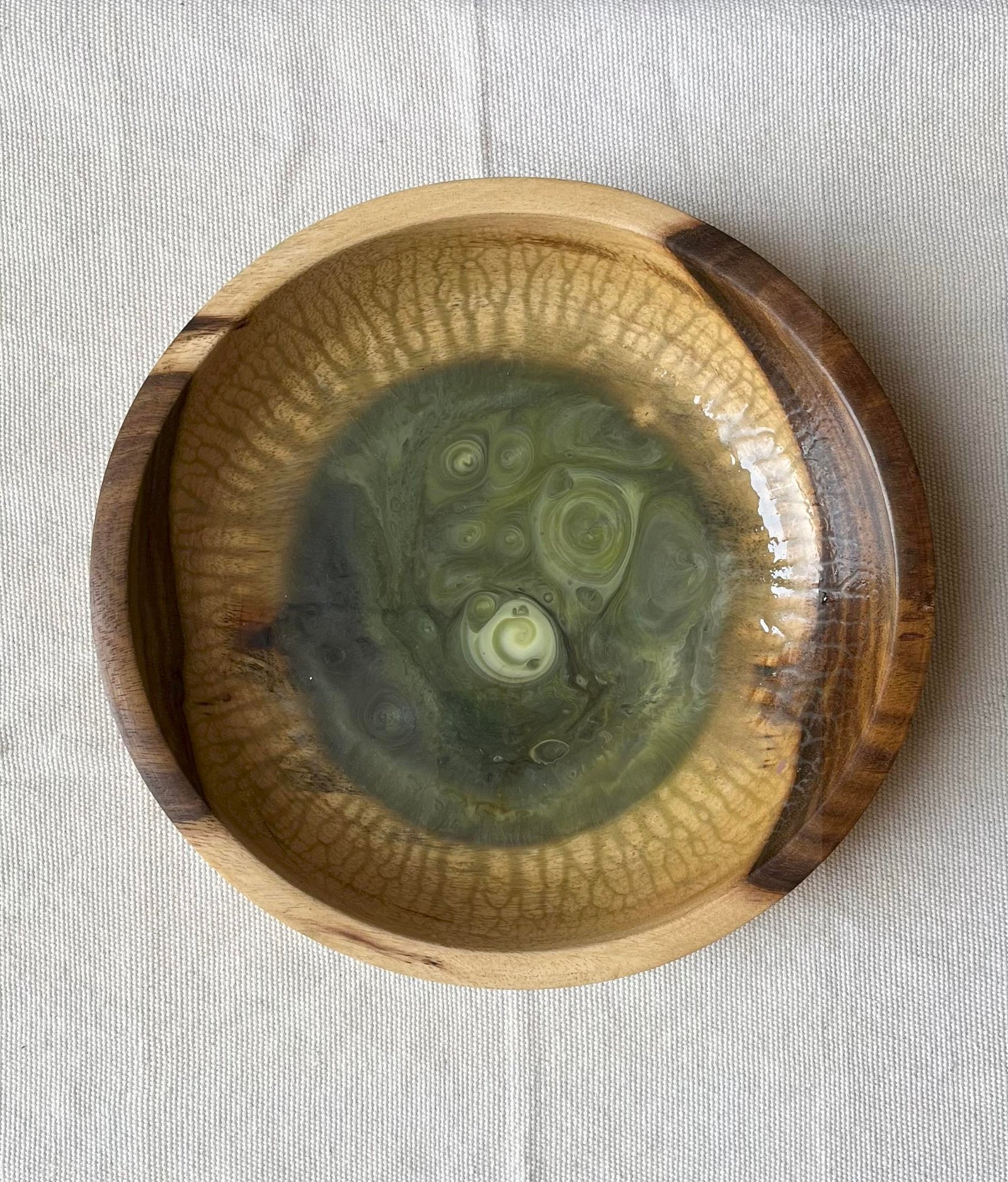 Green| Gold Wooden Bowl - Image 2