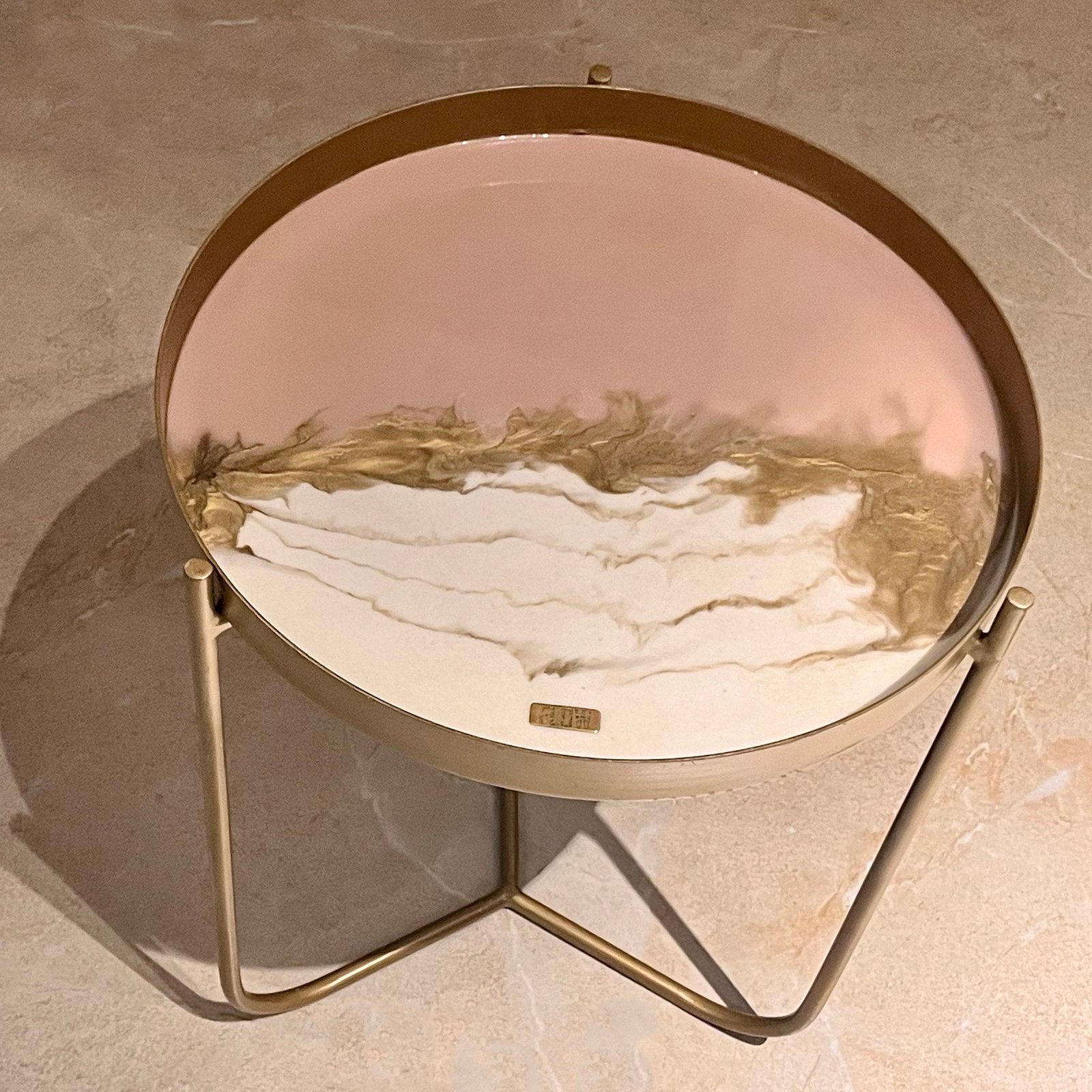 Rose / White- Gold Steel Side-Table - Image 8