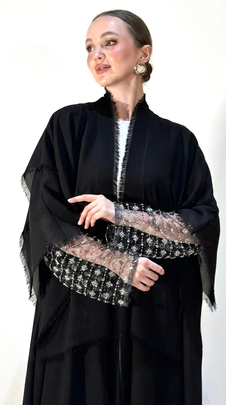LAYERS BLACK ABAYA - صورة 2