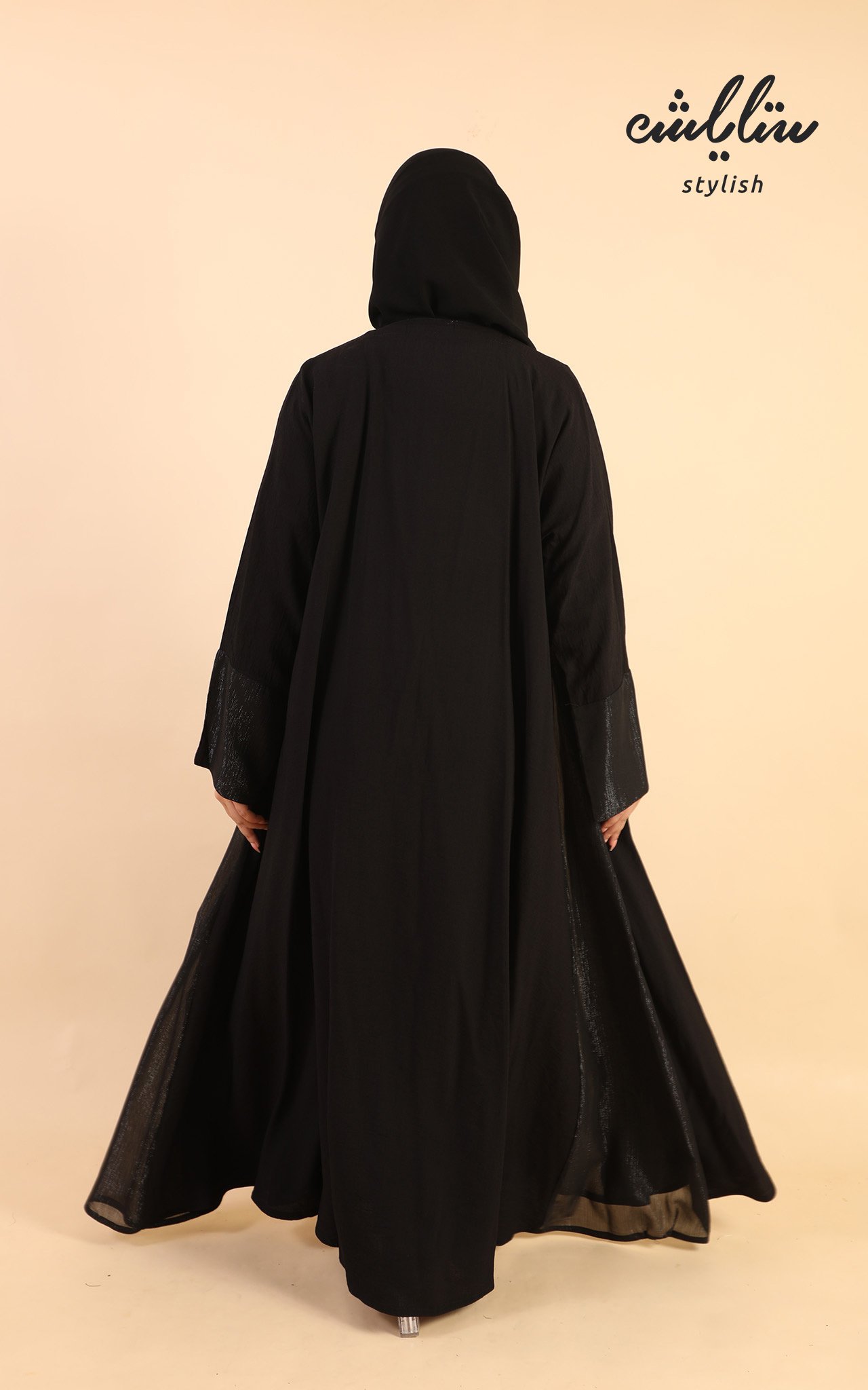 عباية كريب باللون الاسود  - صورة 9