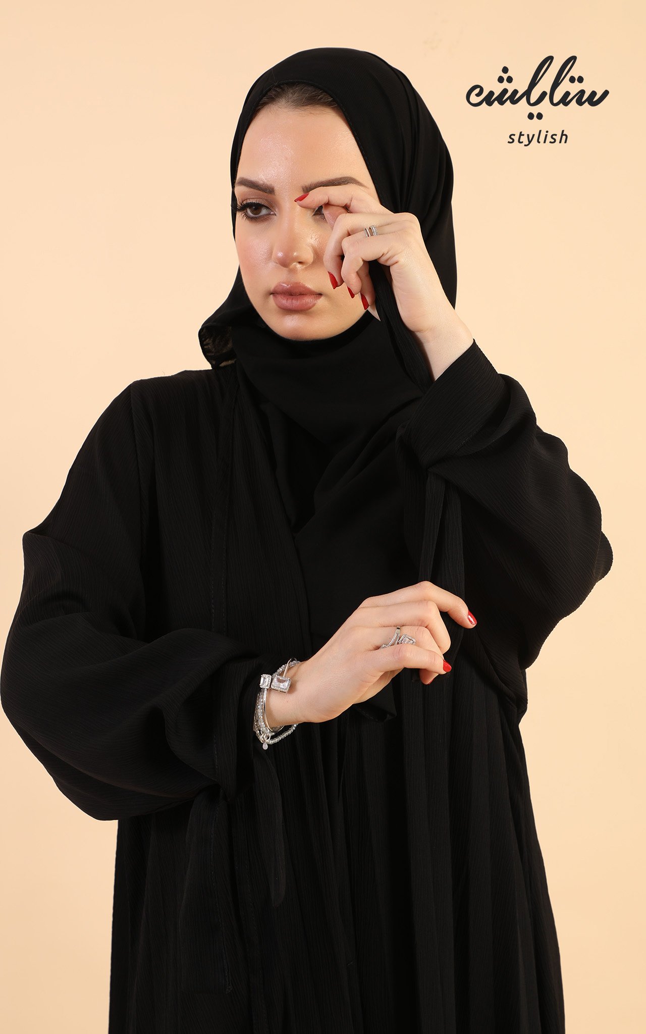 عباية شموخ بيليسيه لف باللون الأسود - صورة 3