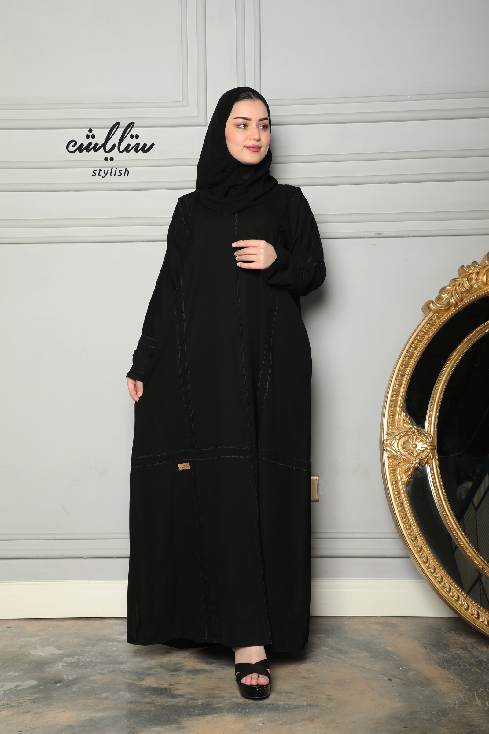 عباية كويتي أزرار باللون الأسود - صورة 3