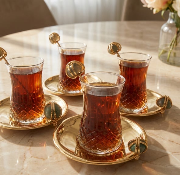 GREEN JADE TEA JADE ON PLATE SET OF 6 - صورة 1