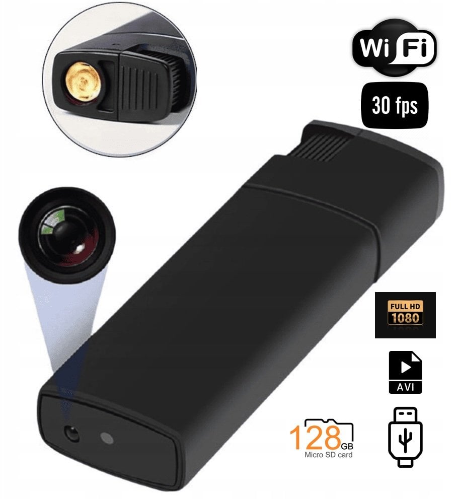 كاميرا مخفية داخل ولاعة بدقة FULL HD واتصال WiFi عبر تطبيق الجوال. - صورة 1