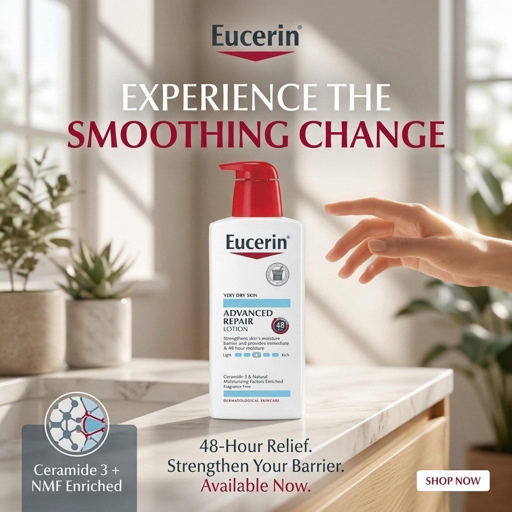 لوشن يوسيرين للإصلاح المتقدم – لوشن مرطب ومجدد للجسم للبشرة شديدة الجفاف ممتد المفعول لـ 48 ساعة غني بالسيراميد 3 وعوامل الترطيب الطبيعية (500 مل) - صورة 2