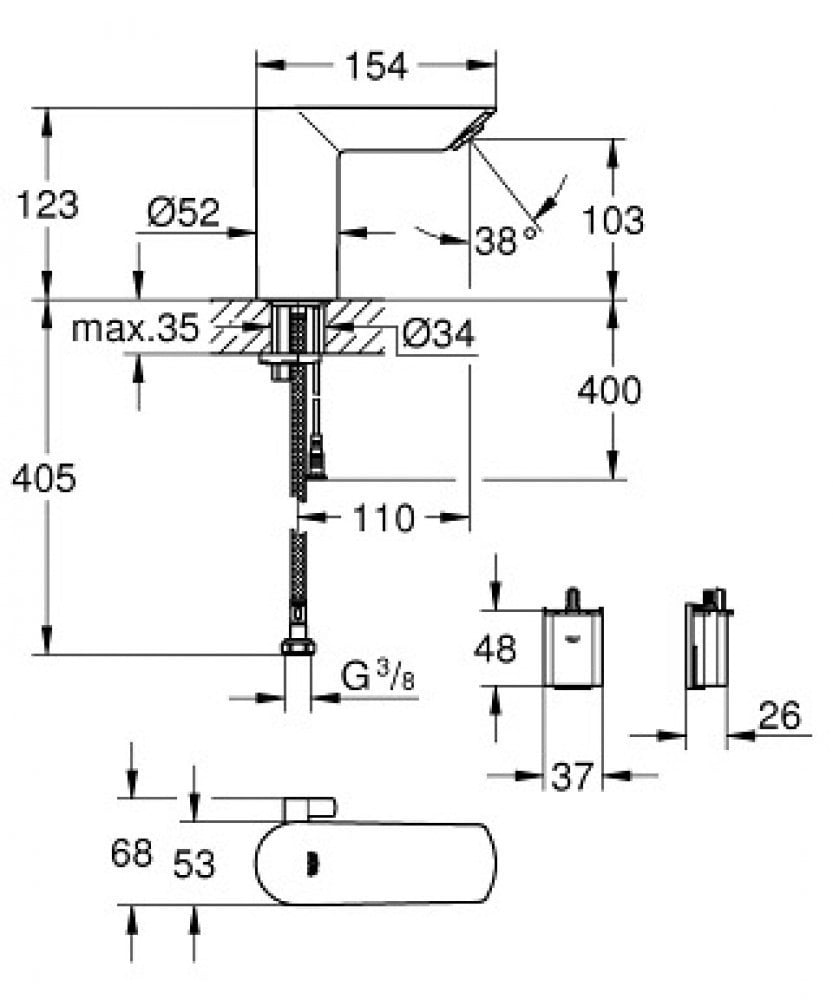 خلاط مغسلة جروهي ليزر حساس بطارية - Image 2