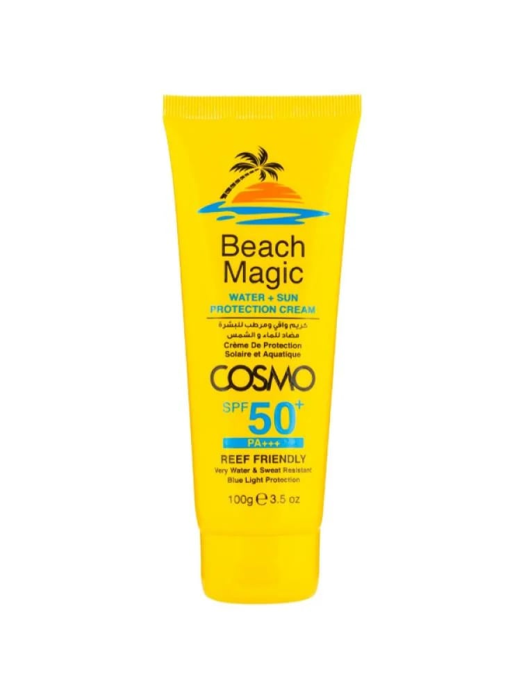 كريم واقي ومرطب للبشرة مضاد للماء والشمس SPF +50 من كوزمو , 100 جرام - صورة 1