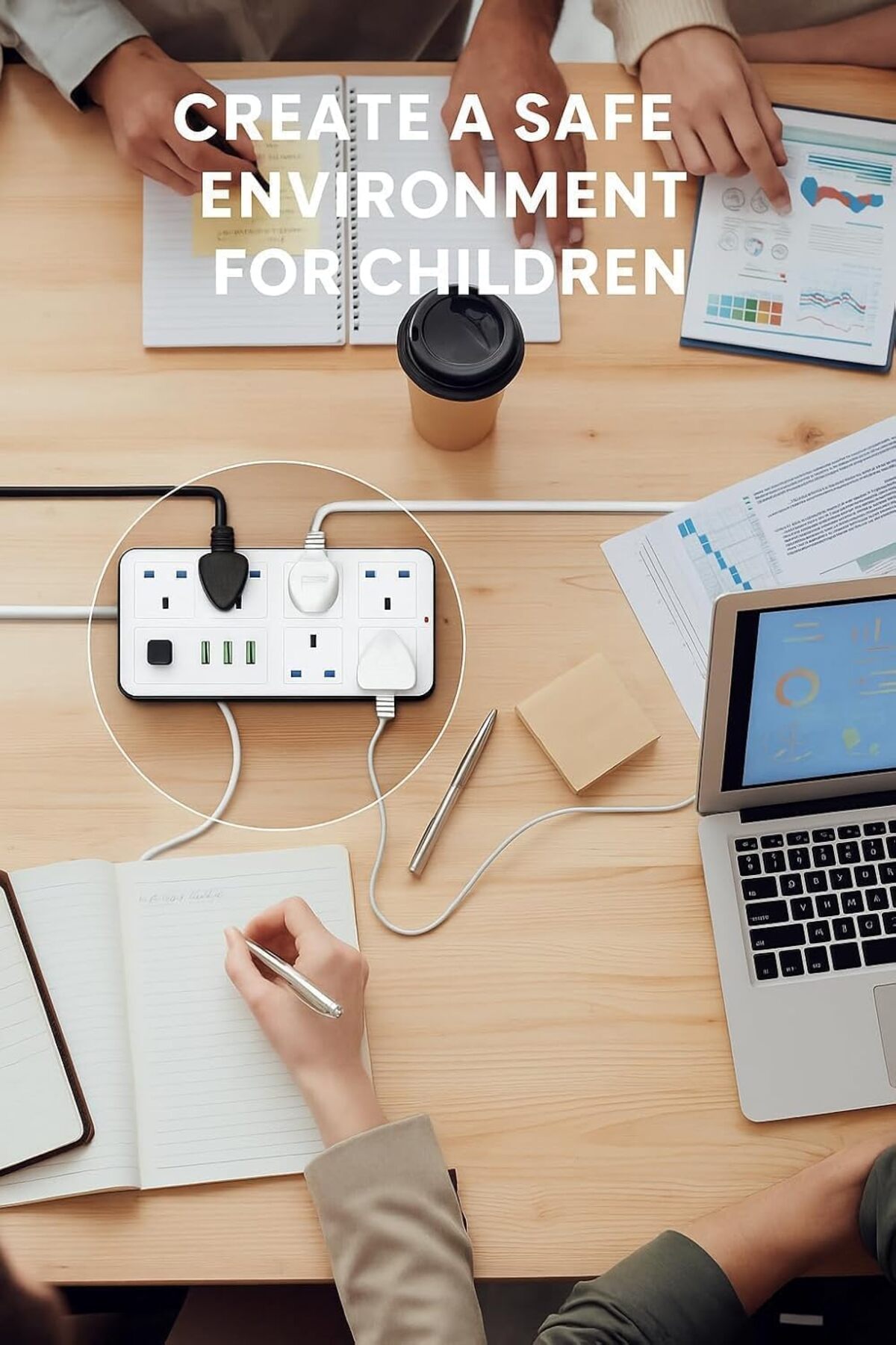 مقبس بطول 5 أمتار مع مجموعة 6 مقابس + 3 منافذ USB + USC C. 2500 واط - صورة 2