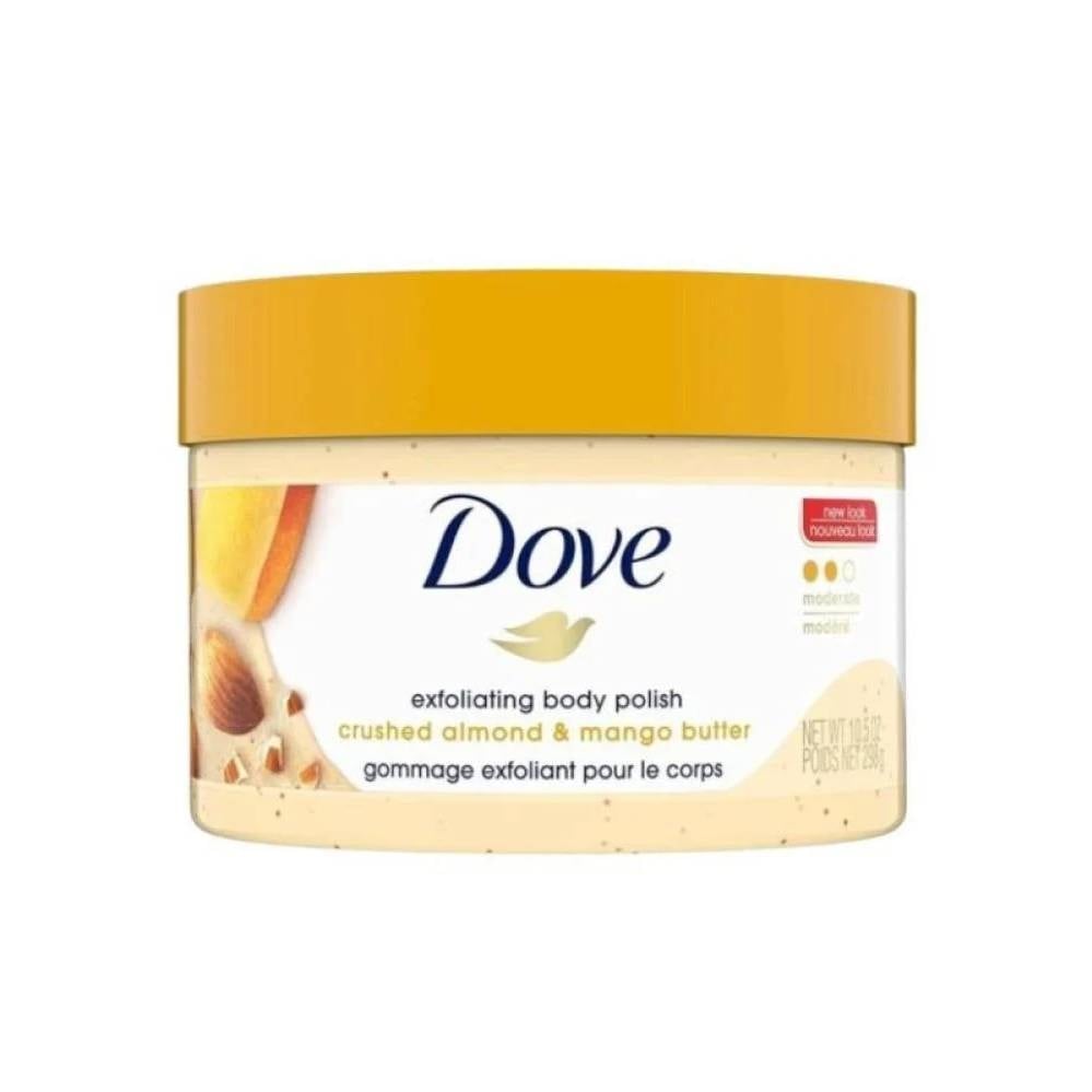 Dove Exfoliating Body Polish Crushed Almond & Mango Butter – Smooth, Nourished & Radiant Skin 298g - Image 1