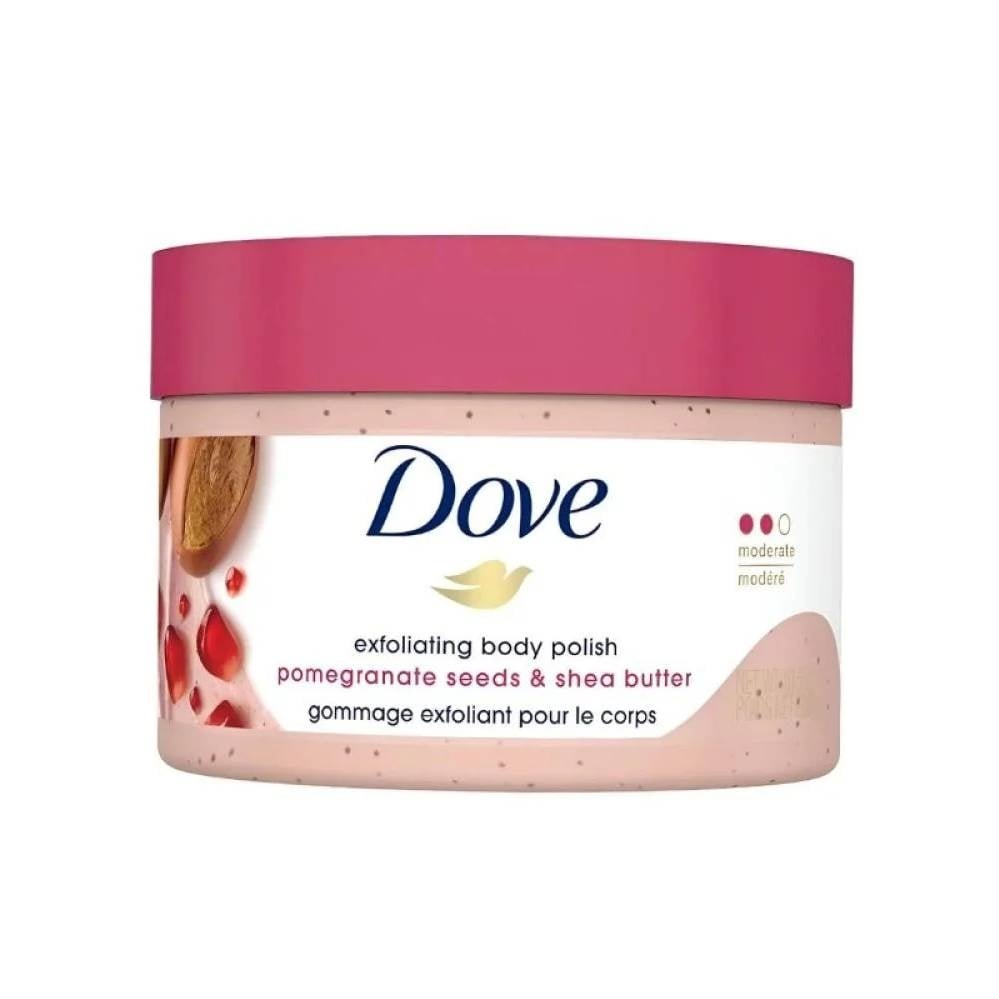 Dove Exfoliating Body Polish Pomegranate Seeds & Shea Butter – Nourishing Exfoliation for Radiant Skin 298g - Image 1