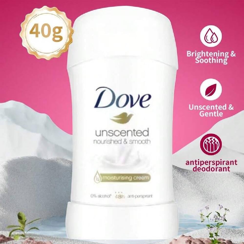 Dove Unscented Antiperspirant Stick – 48-Hour Protection & Gentle Care for Sensitive Skin 40g - Image 2