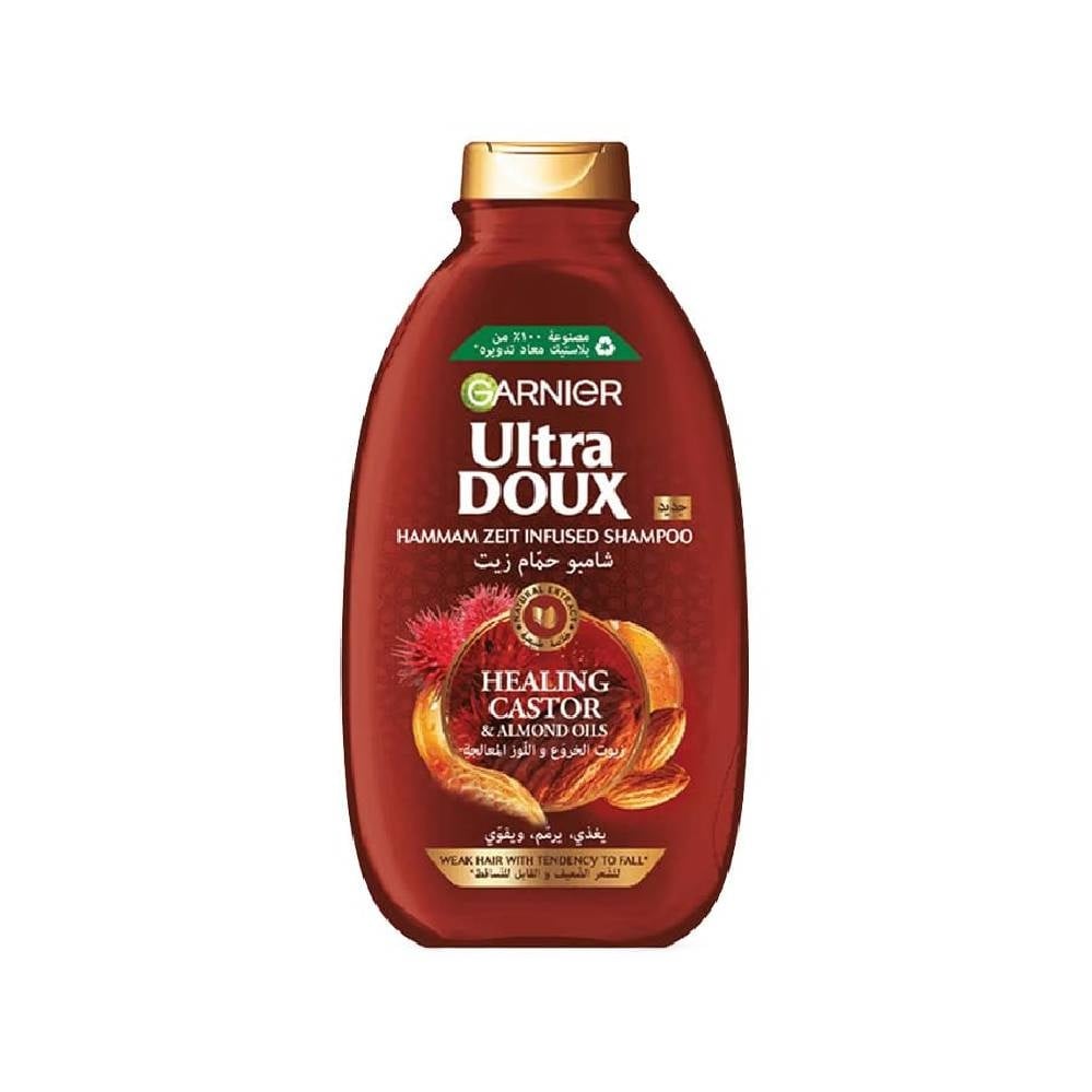 Garnier Ultra Doux Hammam Zeit Shampoo with Castor & Almond Oils – Strengthening Care for Weak Hair 600ML - Image 1