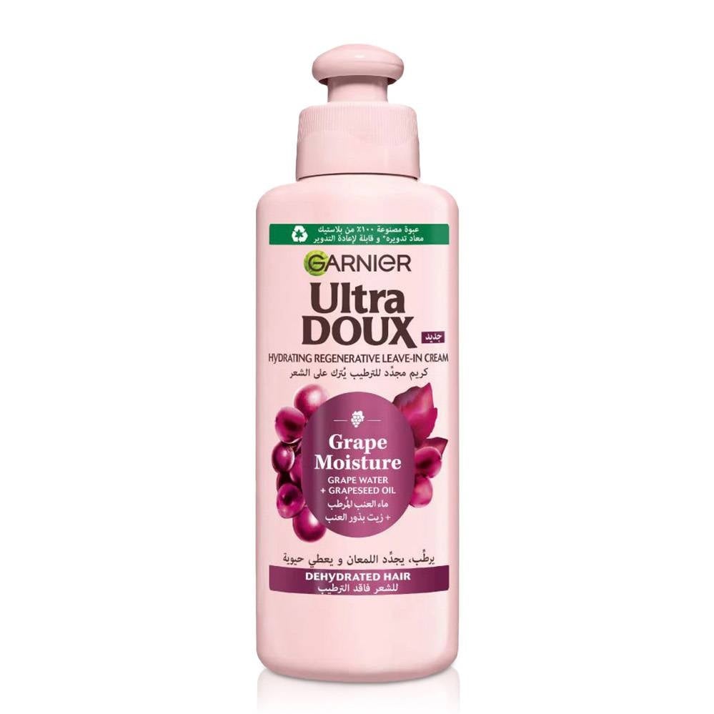 Garnier Ultra Doux Grape Moisture Hydrating Regenerative Leave-In Cream – Grape Water & Grapeseed Oil for Dehydrated Hair 200ML - Image 1