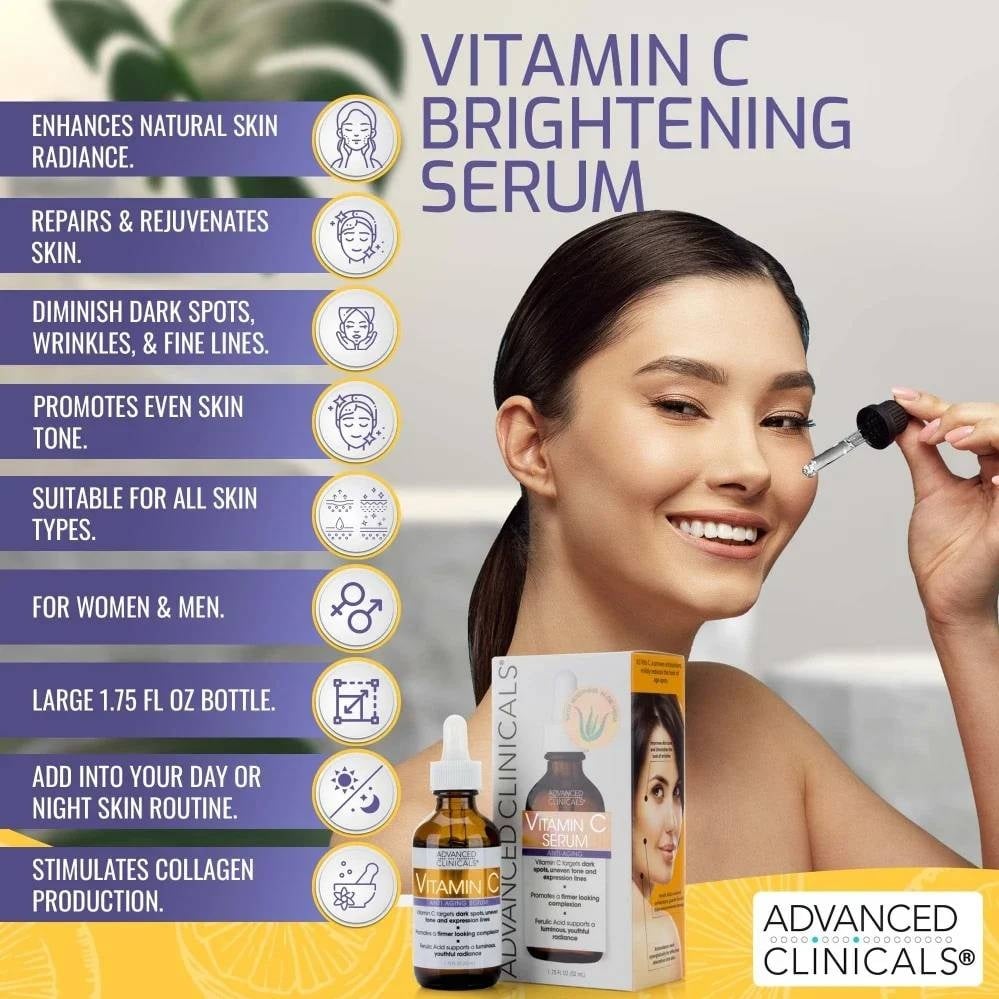 Advanced Clinicals Vitamin C Brightening Serum – Radiance & Dark Spot Care 52ml - Image 2