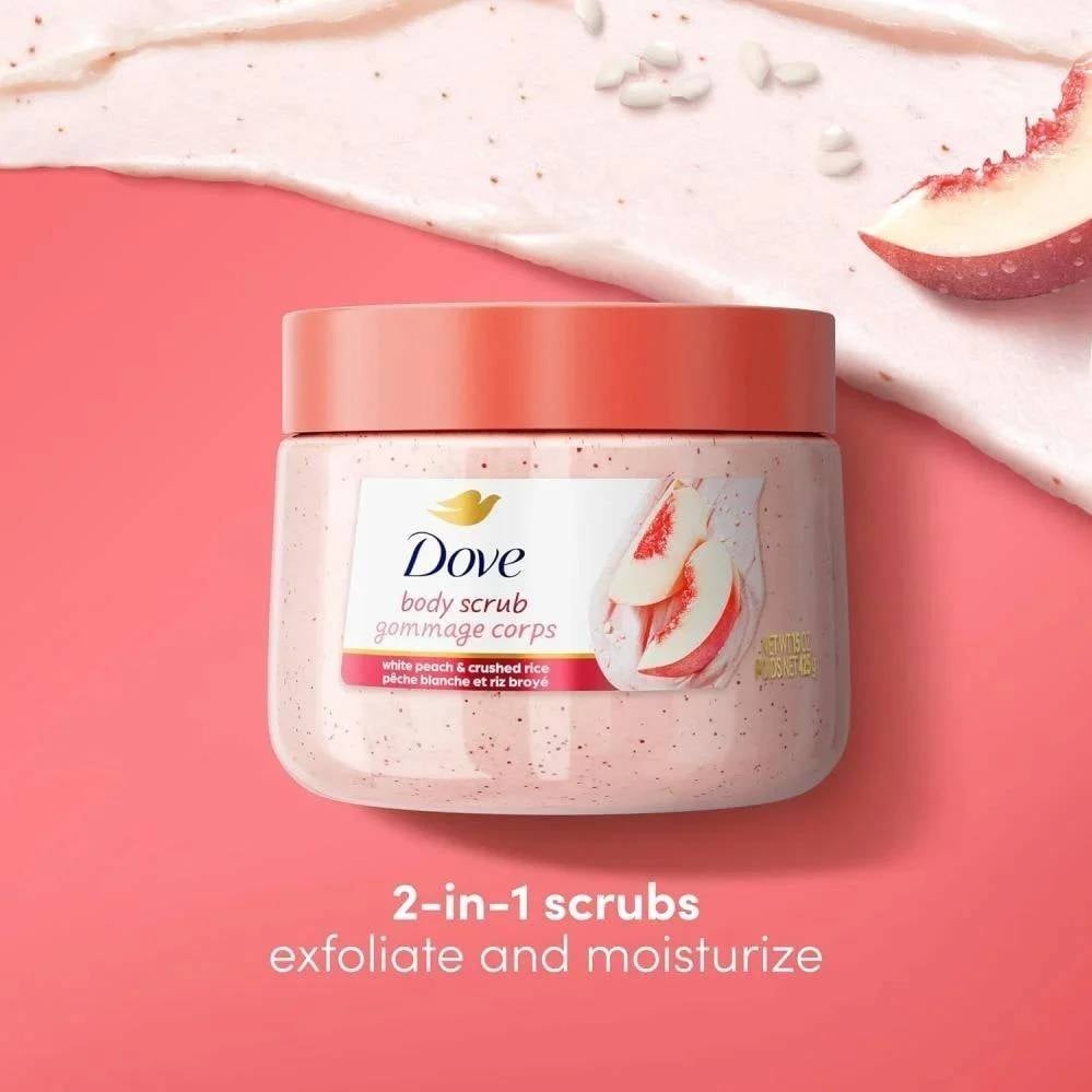 Dove Body Scrub with White Peach & Crushed Rice – Gentle Exfoliation for Silky Smooth Skin 425g - Image 2