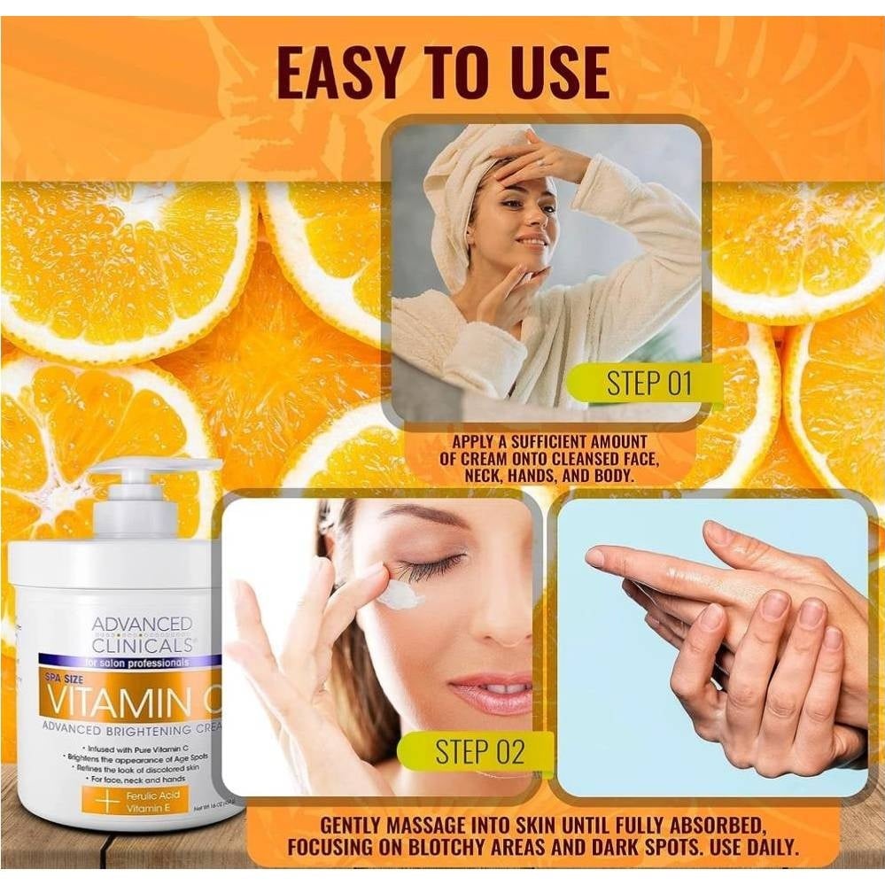 Advanced Clinicals Vitamin C Advanced Brightening Cream – Radiance & Hydration Cream 454g - Image 3