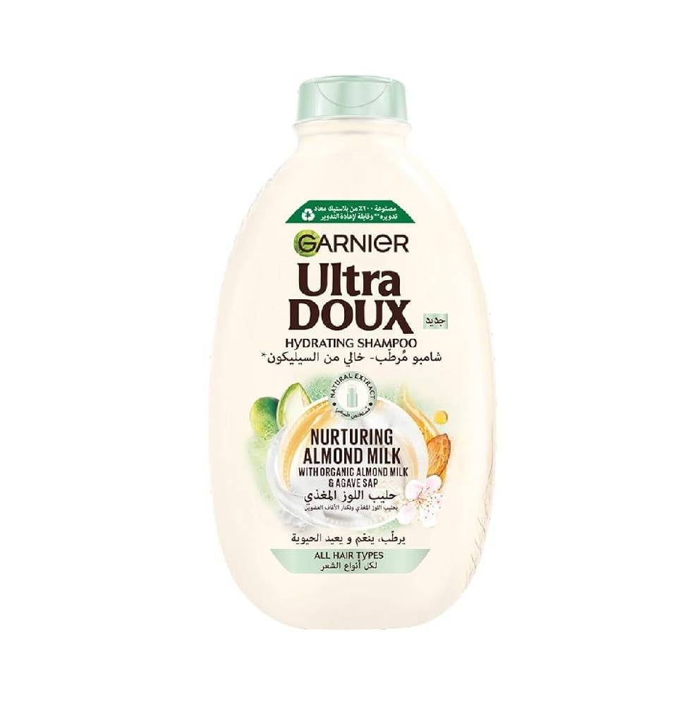 Garnier Ultra Doux Nurturing Almond Milk Hydrating Shampoo for All Hair Types 600ML - Image 1