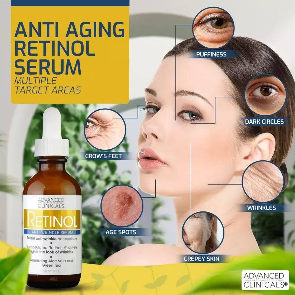 Advanced Clinicals Retinol Serum – Anti-Aging & Skin Renewal Serum 52ml - Image 3