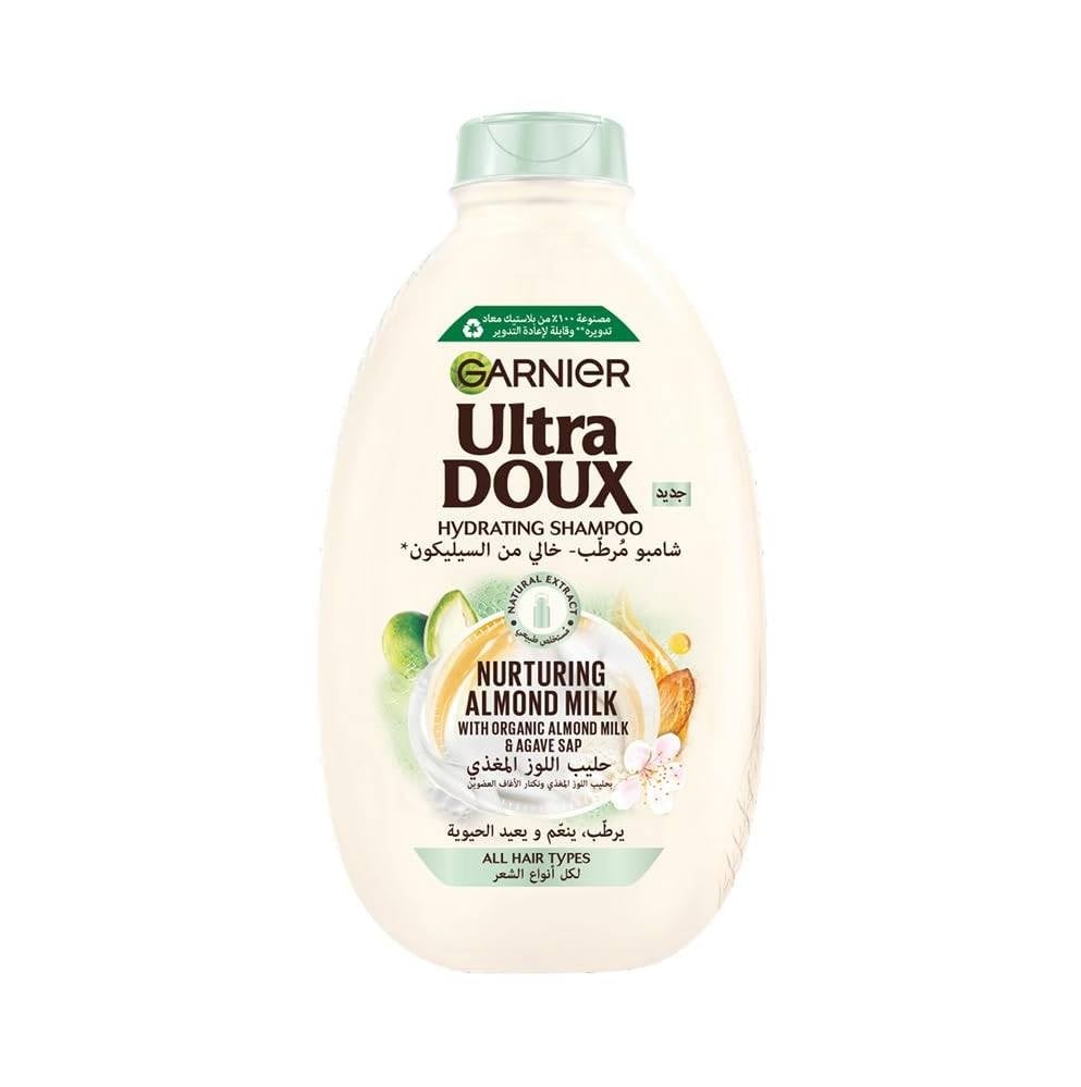 Garnier Ultra Doux Nurturing Almond Milk Hydrating Shampoo for All Hair Types 400ML - Image 1