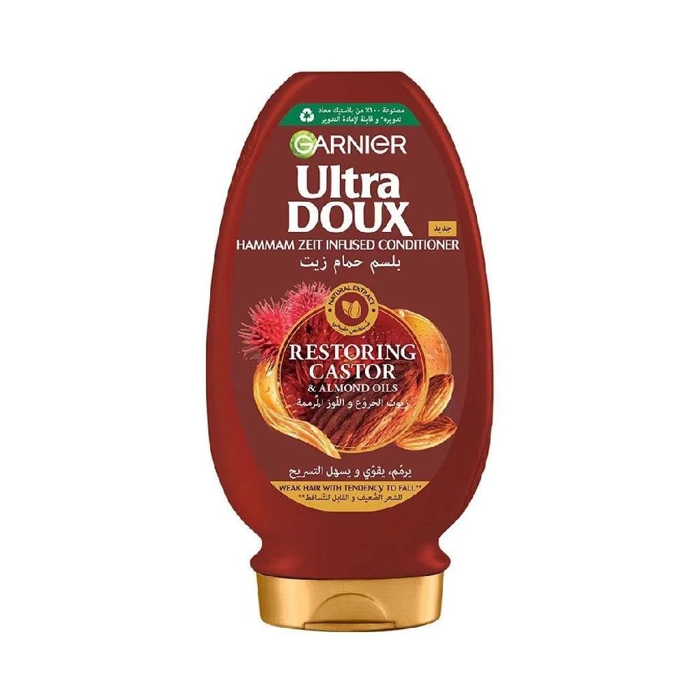 Garnier Ultra Doux Hammam Zeit Conditioner with Castor & Almond Oils – Intensive Care for Weak, Hair-Fall-Prone Hair 360ML - Image 1
