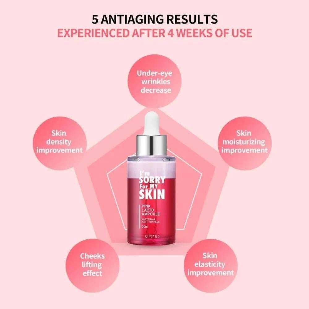 I'm Sorry For My Skin Pink Lacto Ampoule 30ml – Brightening & Anti-Wrinkle Lacto Ampoule 30ml - Image 3