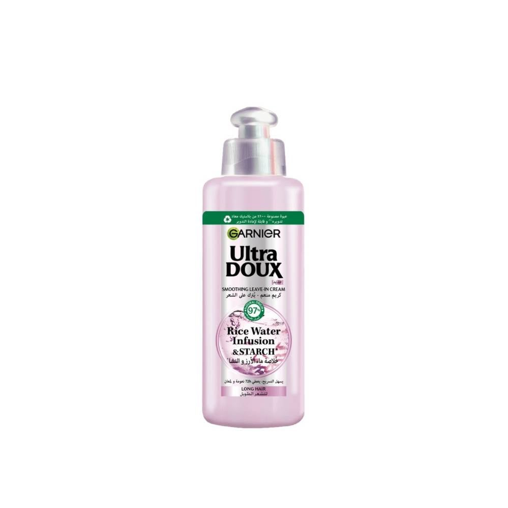 Garnier Ultra Doux Rice Water Infusion & Starch Leave-In Cream – Smoothing Care for Long Hair and Lasting Shine 200ML - Image 1