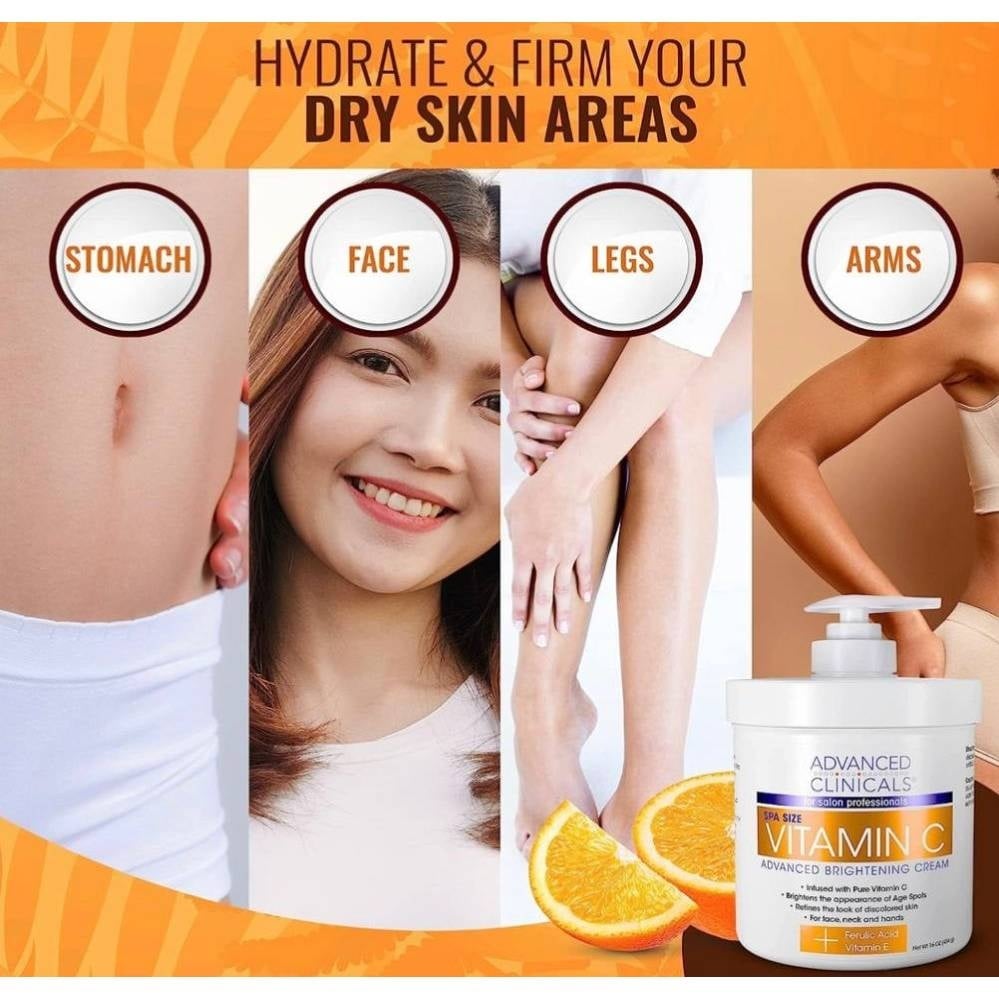 Advanced Clinicals Vitamin C Advanced Brightening Cream – Radiance & Hydration Cream 454g - Image 4