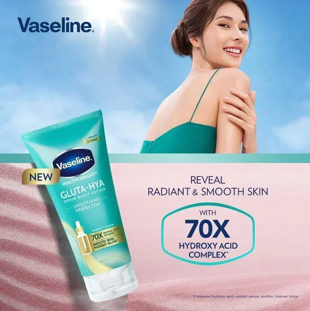 Vaseline Healthy Bright Gluta-Hya Smoothing Perfector Serum Burst Lotion – For Smooth & Radiant Skin 330ml - Image 2