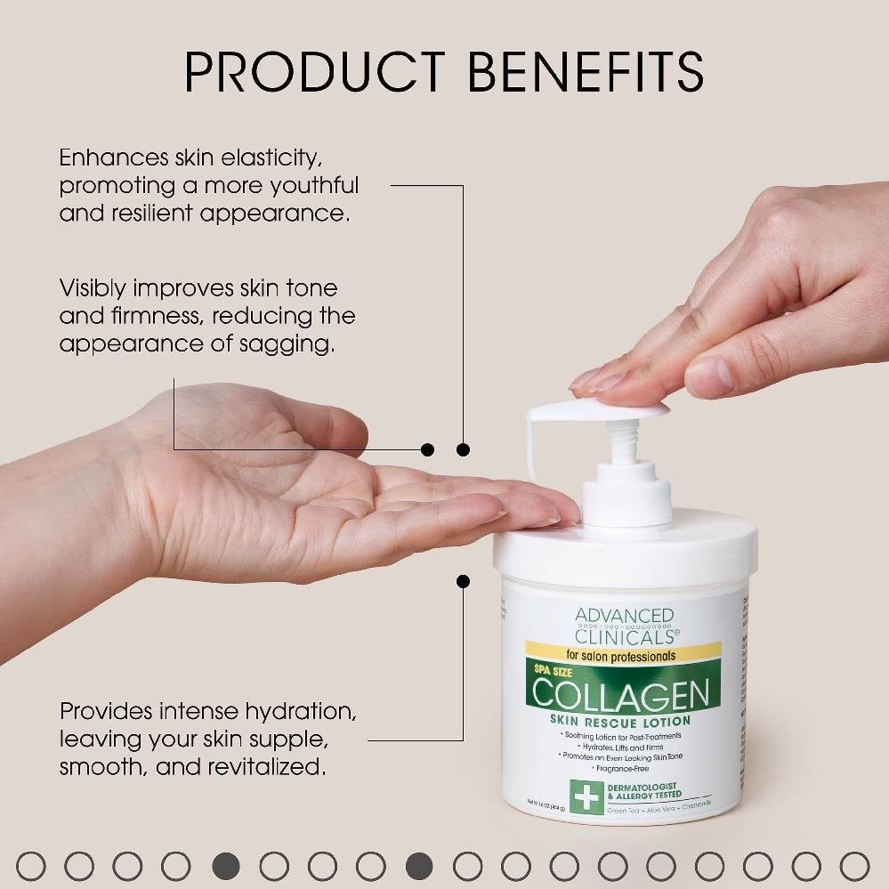 Advanced Clinicals Collagen Skin Rescue Lotion – Hydrating & Firming Body Lotion 454g - Image 3