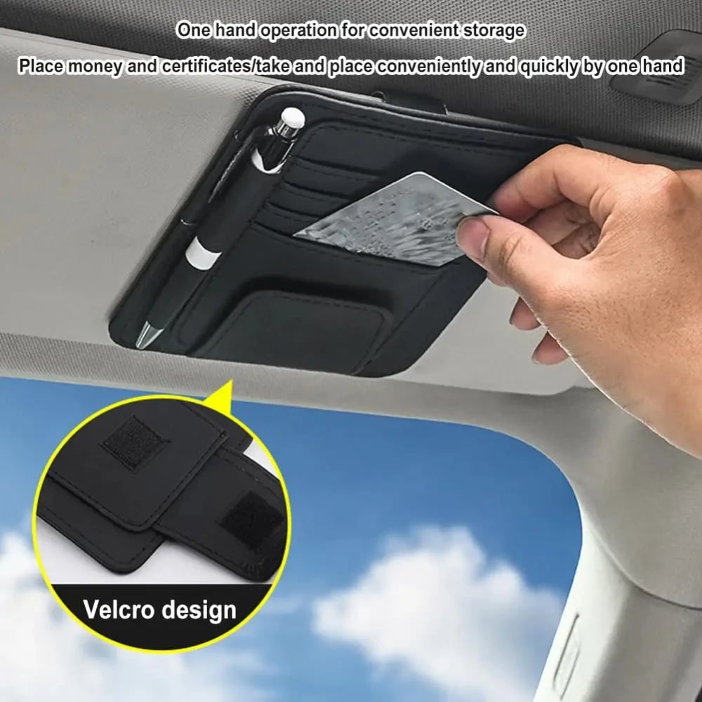 Car Sun Visor Organizer Multi-Pocket Business Card Storage Management Sunglasses Holder Visor Accessories Auto Interior - Image 2