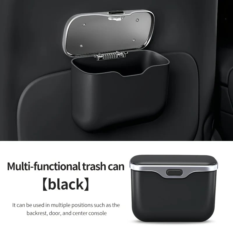 Multifunctional Car Trash Can with Lid Button, Hanging Storage Bin for Wet and Dry Use, Auto Interior Accessories, Organizer Box - Image 7