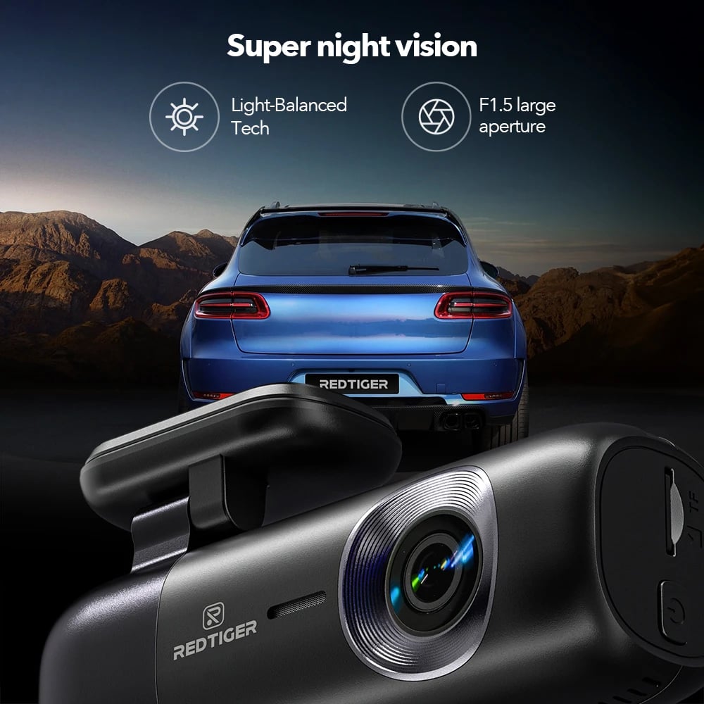 REDTIGER F9 Dash Cam 4K Front and Rear WiFi GPS Car Camera for Parking Mode Car Dvr for Night Vision Car Recorder By App Control - Image 3
