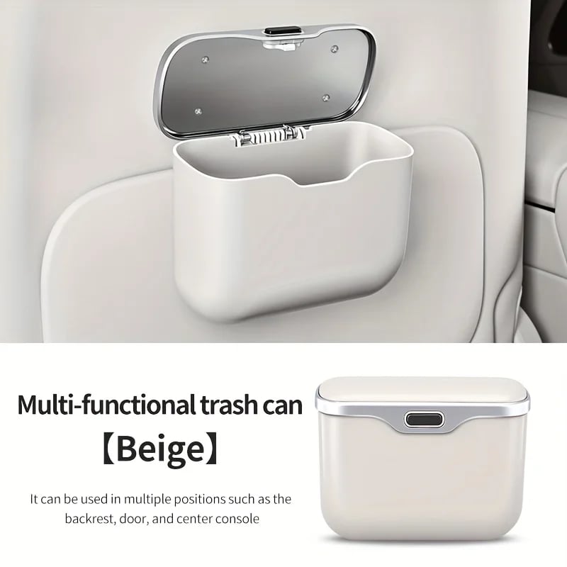 Multifunctional Car Trash Can with Lid Button, Hanging Storage Bin for Wet and Dry Use, Auto Interior Accessories, Organizer Box - Image 8