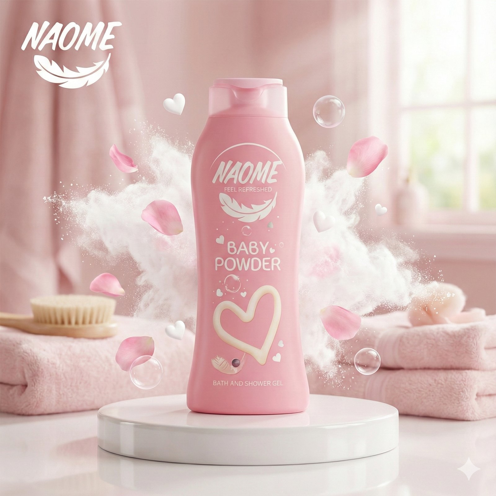 Naome Shower Gel Baby Powder – 750 ml - Image 1