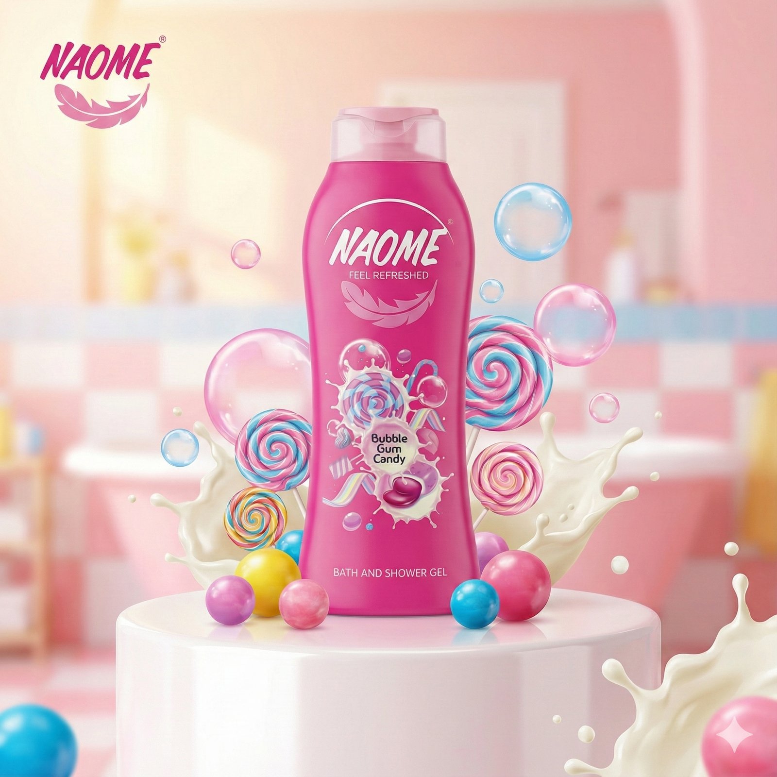Naome Shower Gel Bubble Gum Candy – 750 m - Image 1