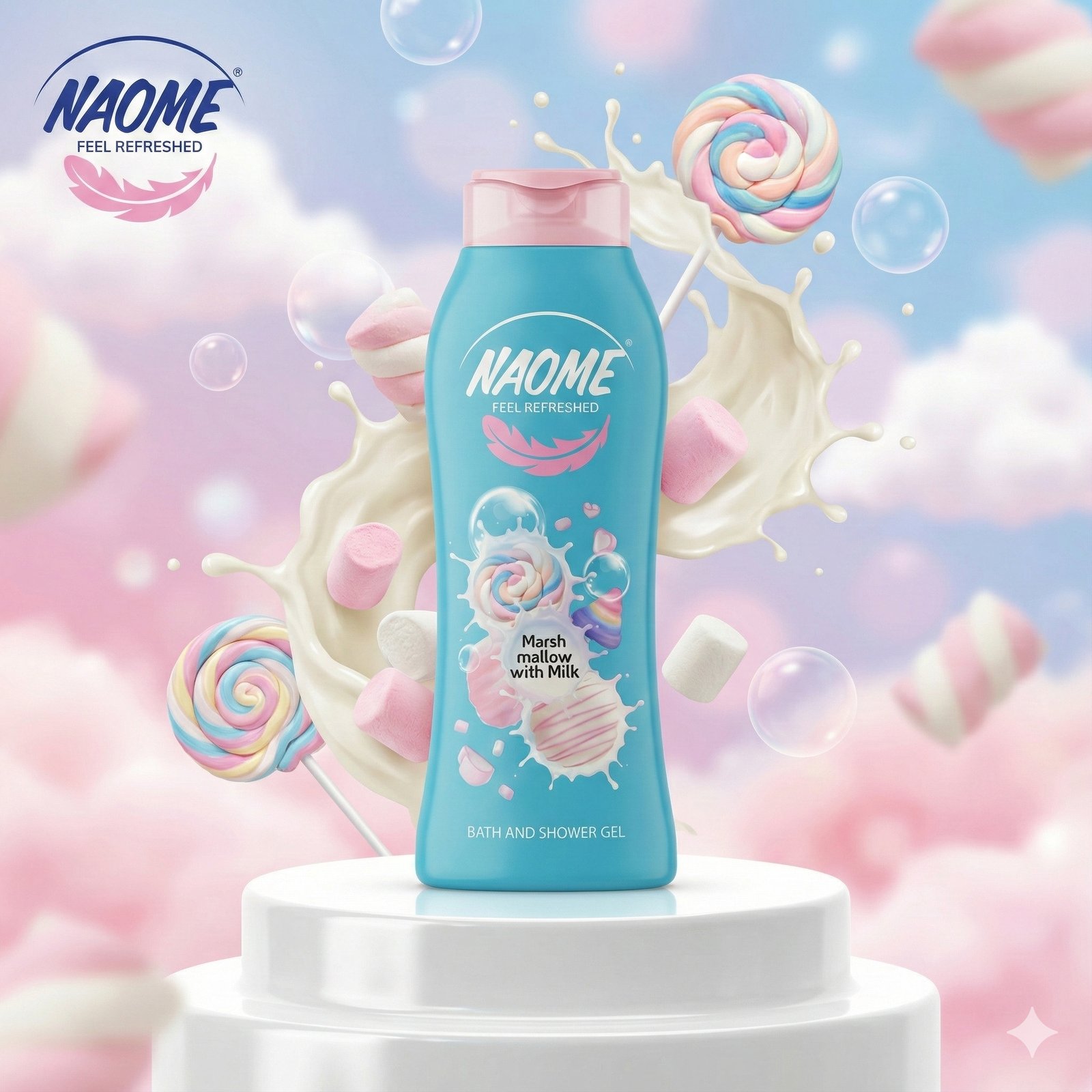 Naome Shower Gel Marshmallow & Milk – 750 ml - Image 1