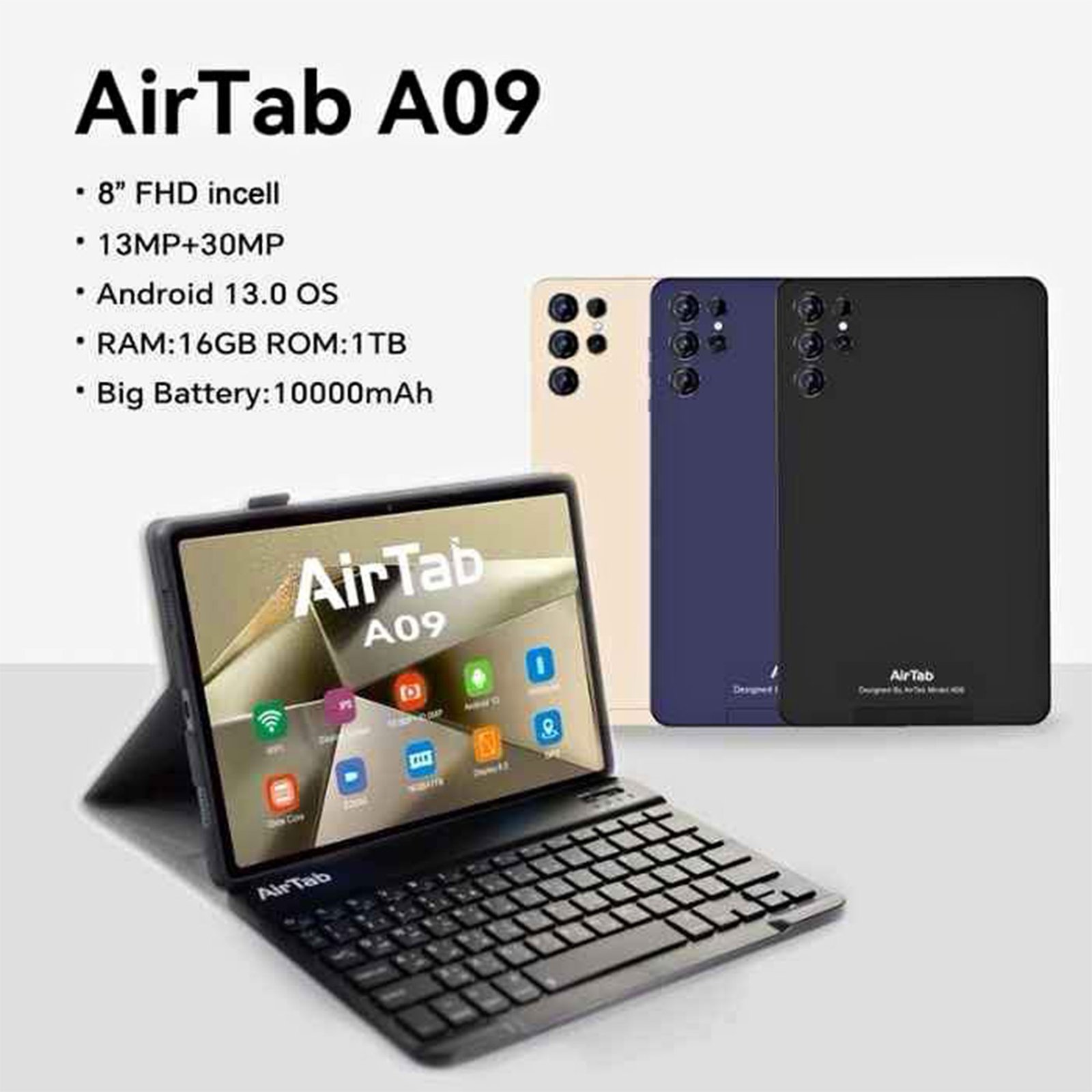 تابلت Air Tap Max (8 inch) (ضمان عام ) بكيبورد بلوتوث + مجموعة هدايا - صورة 1