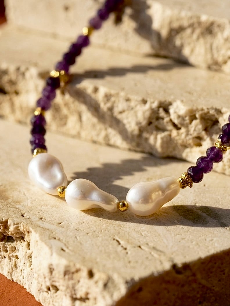 purple agate stones necklace - Image 2