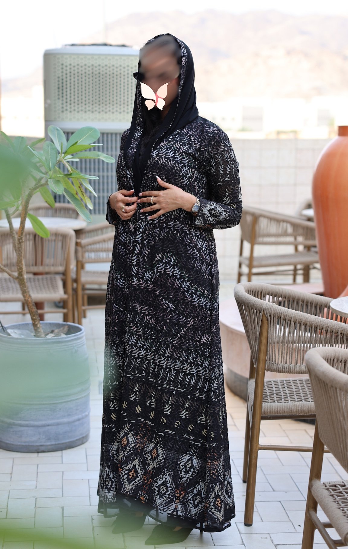 MN2603 - عباية شيفون مشجرة - صورة 2