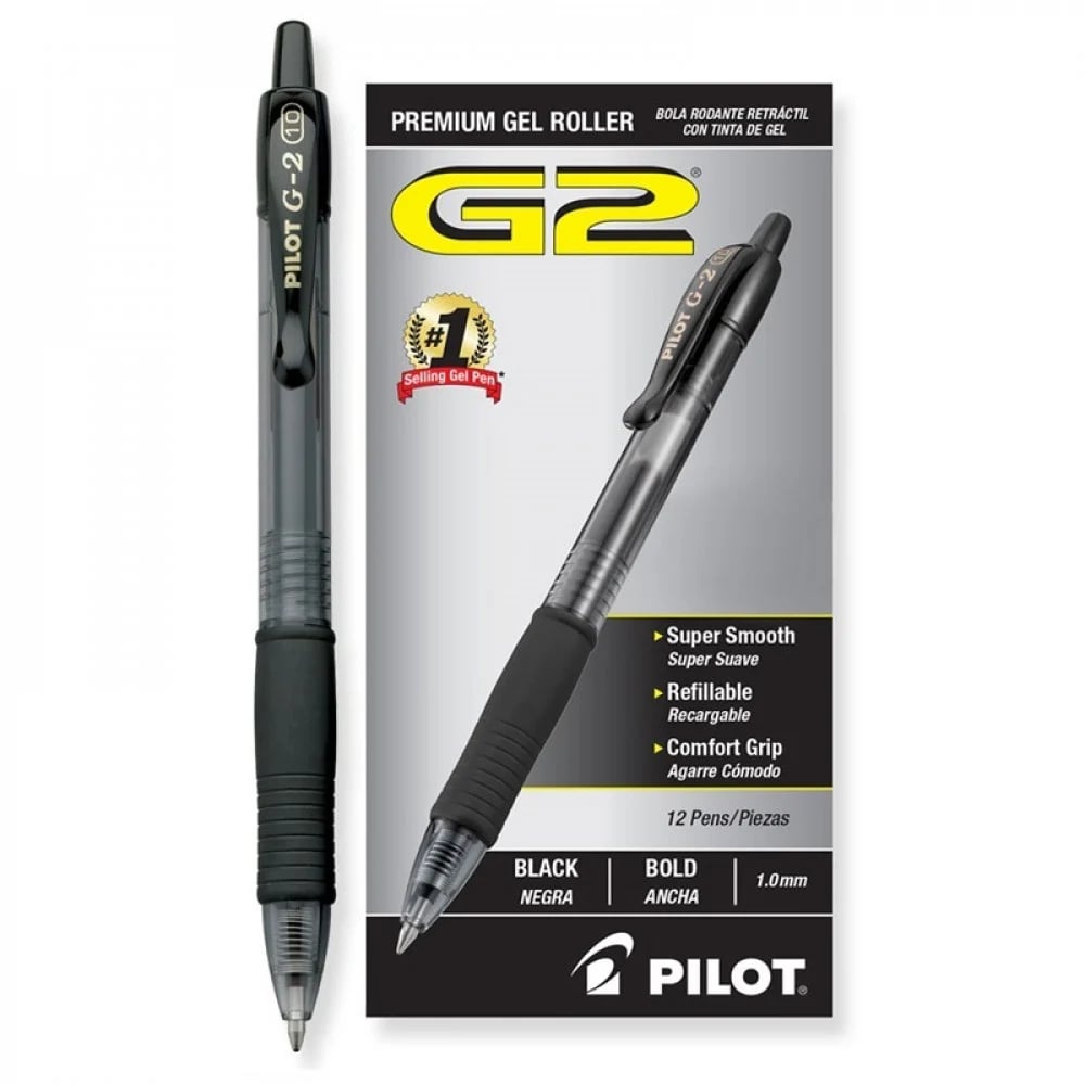 12 قلم بايلوت ضغاط G2 1.0 اسود - صورة 2