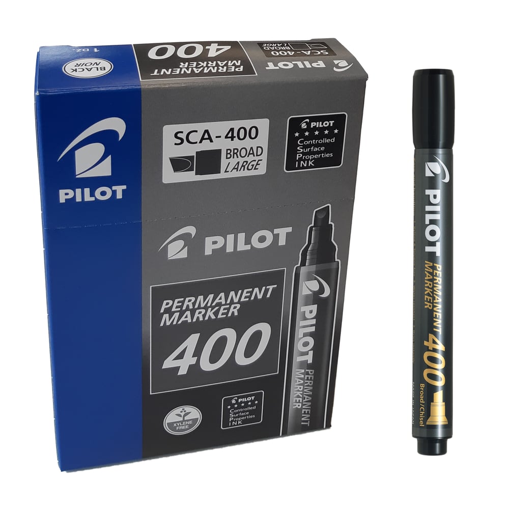 12 قلم ماركر مشطوف بايلوت اسود SCA-400-B - صورة 1