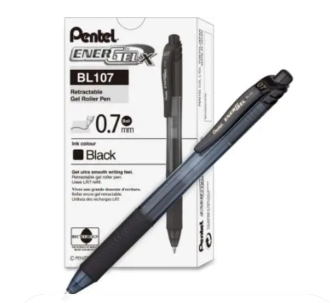 12 قلم ضغاط بنتل اسود 0.7 PE-BL107-AH - صورة 1