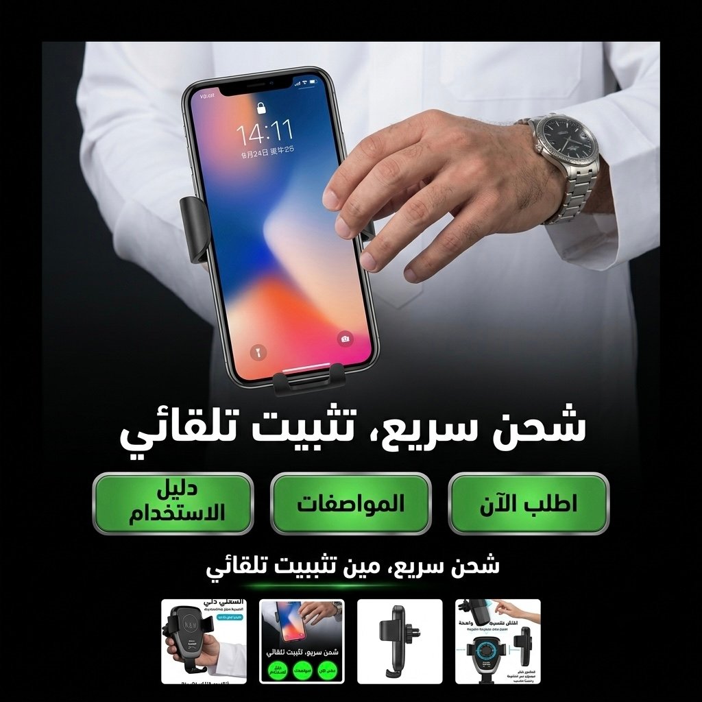 شاحن السيارة الذكي اللاسلكي | تثبيت تلقائي وشحن سريع بلمسة واحدة - Image 3