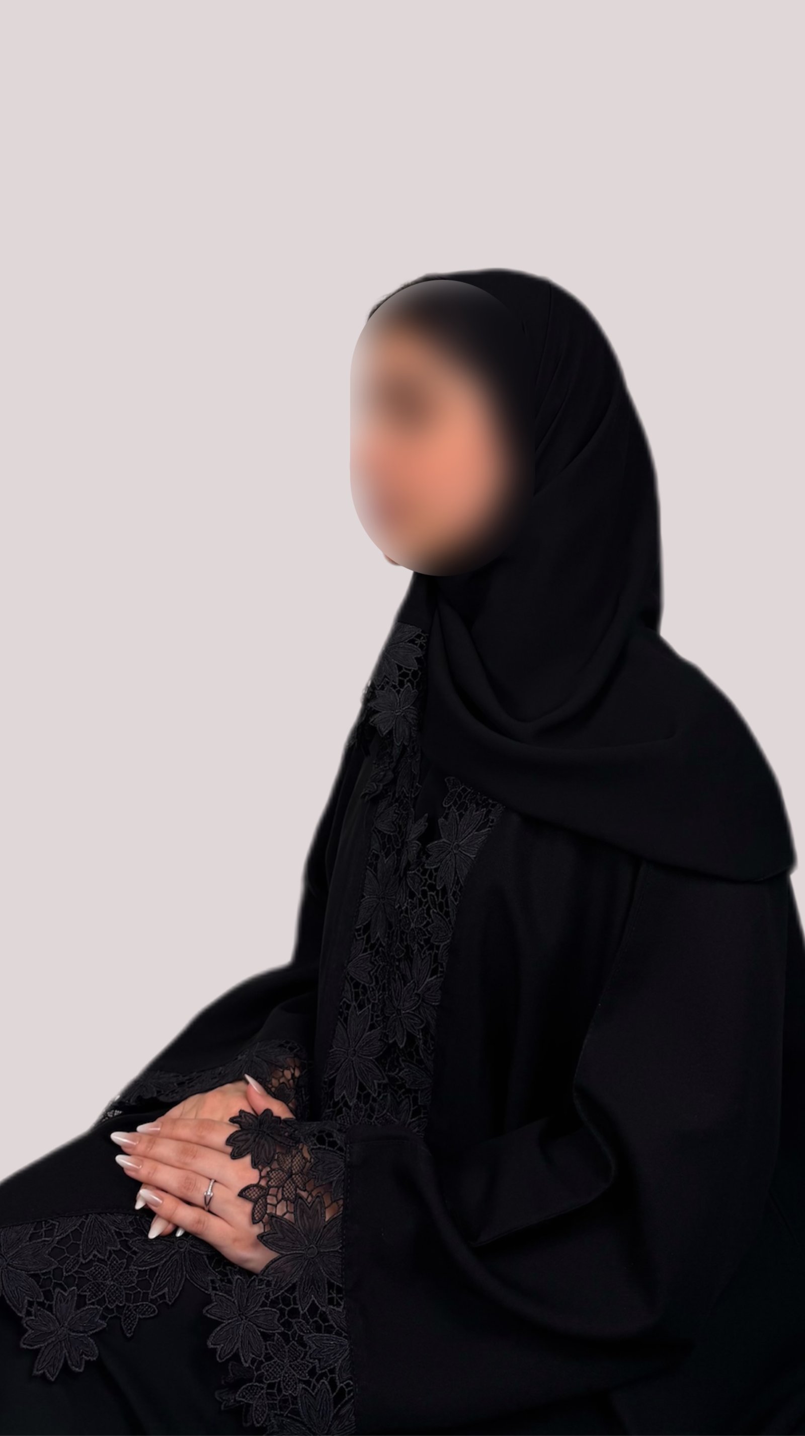 عباية قماش كتان مع كلفة دانتيل نص كلوش - صورة 6