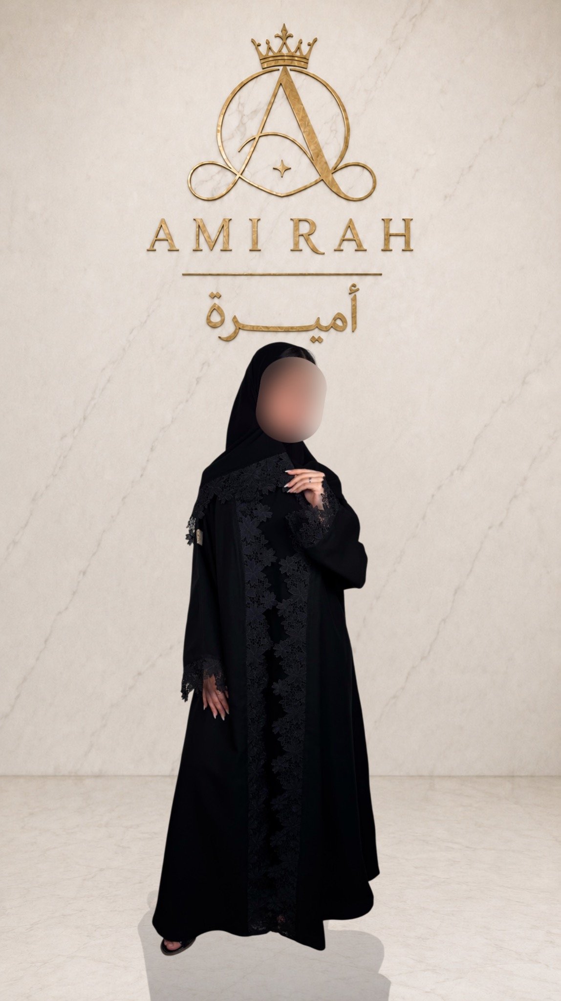 عباية قماش كتان مع كلفة دانتيل نص كلوش - صورة 2