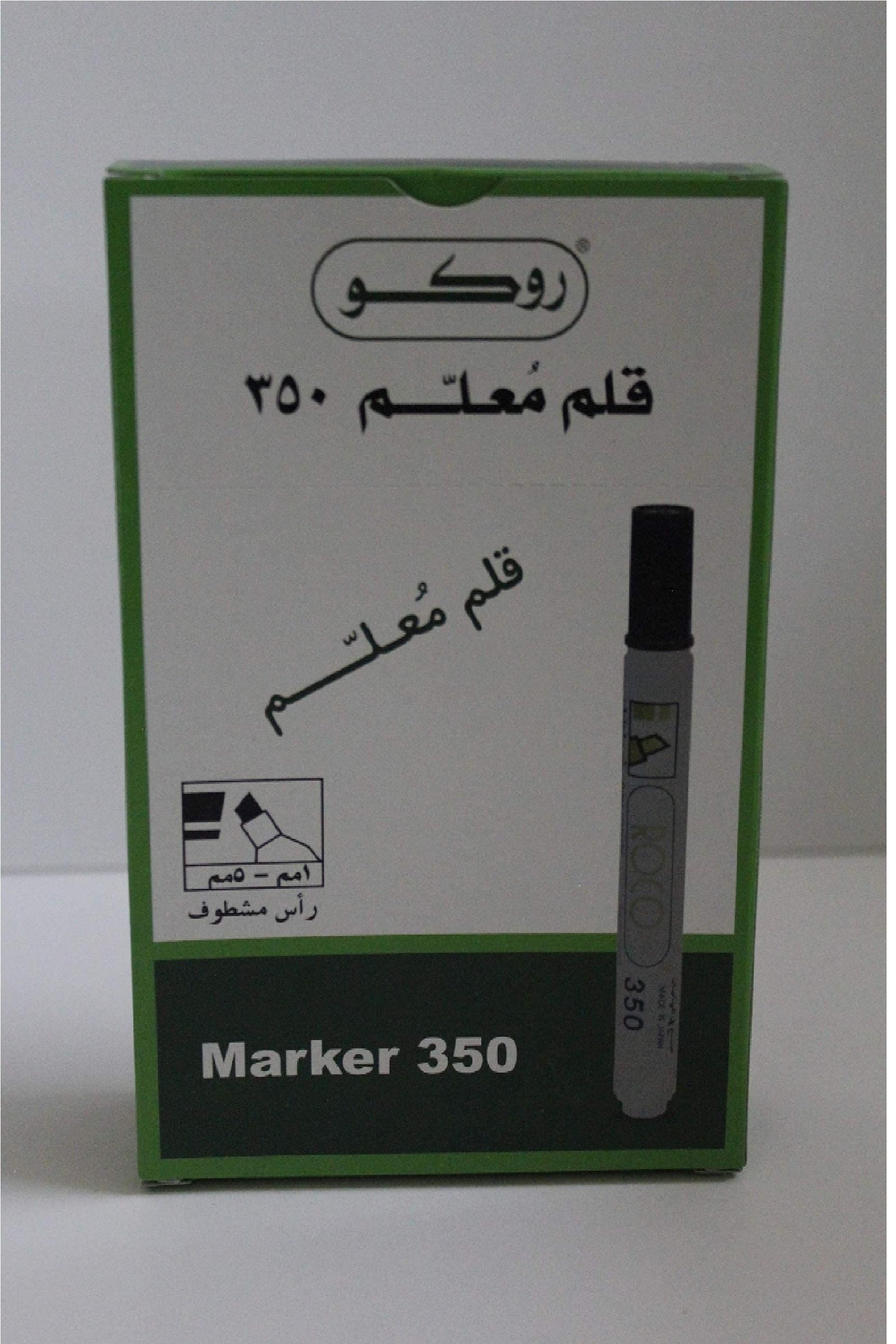 قلم روكو Marker 350  باكت12 حبه - مشطوف - أخضر - صورة 1