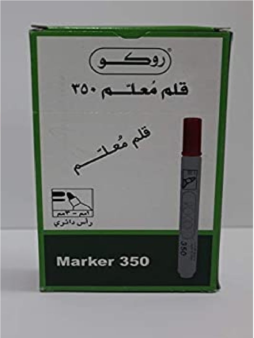 قلم روكو Marker 350  باكت12 حبه - دائري ، أحمر  - صورة 1