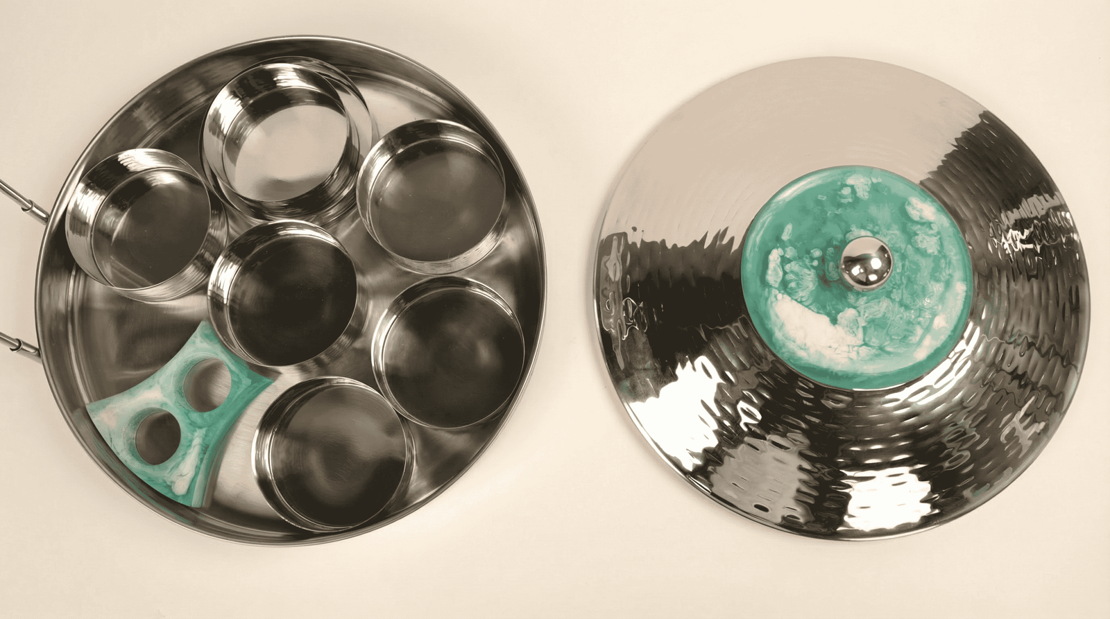 multi serving mini plate - teal color - Image 1